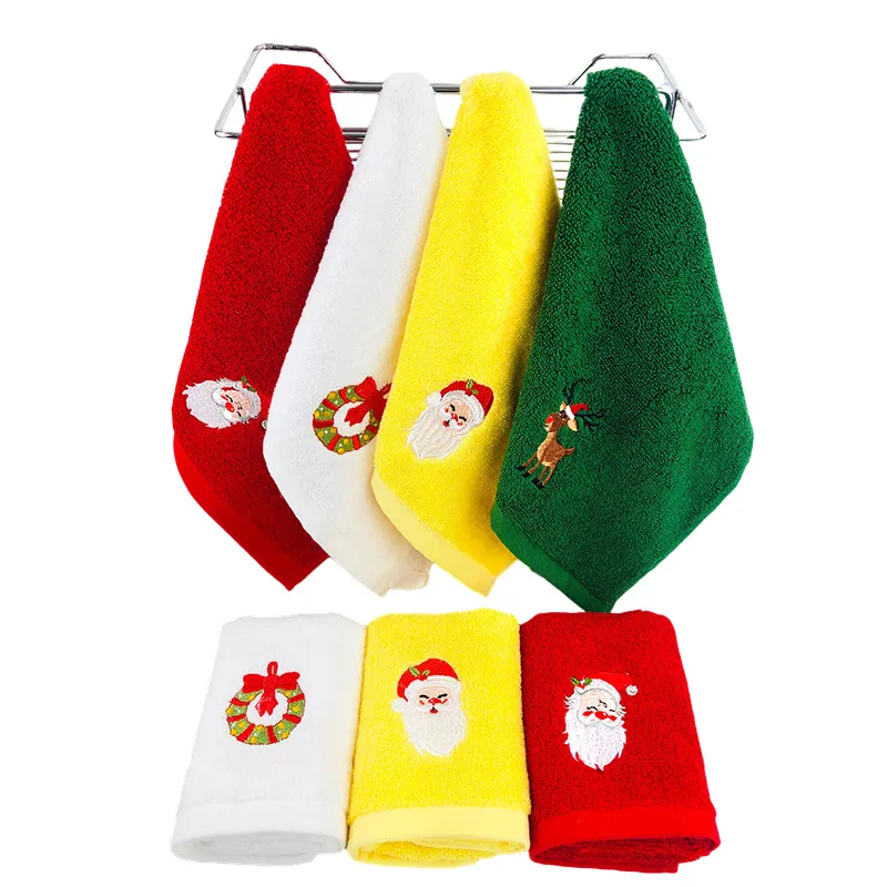 Cotton Christmas Kids Dish Towel Soft Super Absorbent Wiping Rags Bathroom Kitchen Tea Bar Towels Home Table Hand Cleaning Cloth Lint Free Xmas Gift HY0169