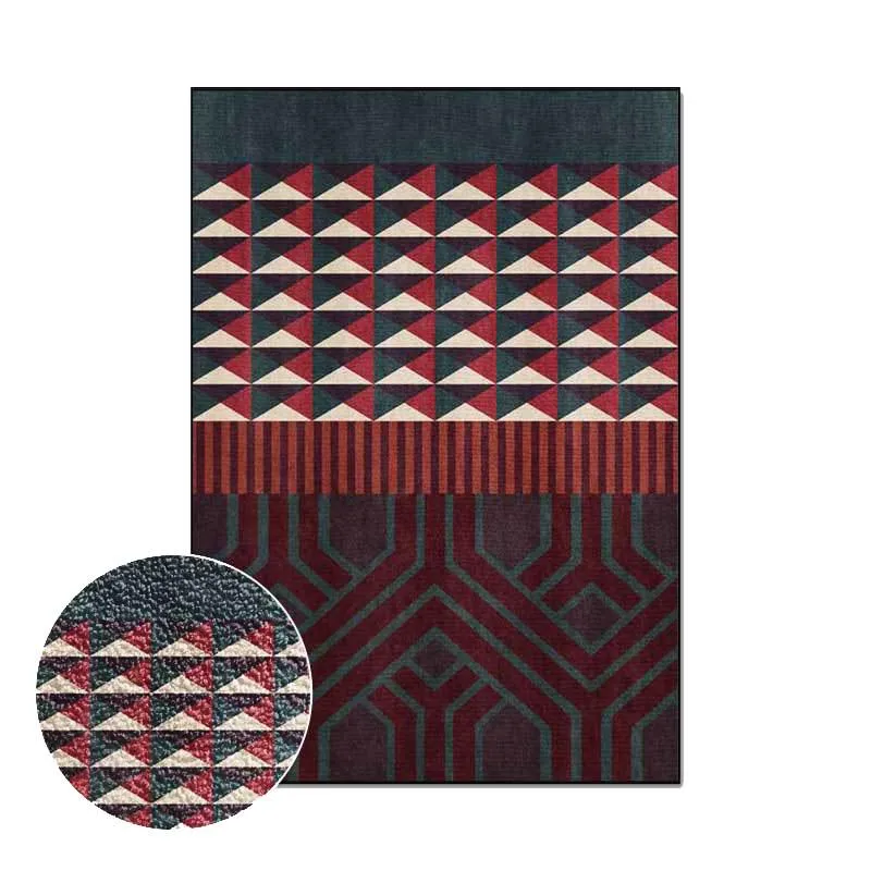 Teppiche Roter geometrischer Spleißteppich für Wohnzimmer Rechteck Schlafzimmer Nachttisch Bodenmatte Rutschfester Salonbereich Teppich Kinder