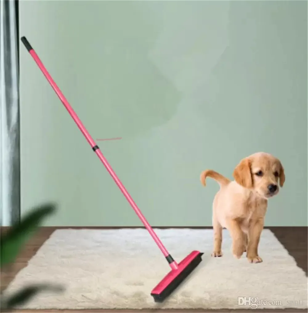 Jardín Cepillos de limpieza para el hogar Escoba de goma Dispositivo de eliminación de pelusas para mascotas Cerdas telescópicas Magic Clean Sweeper Squeegee Scratch Brisle Long Push Broom