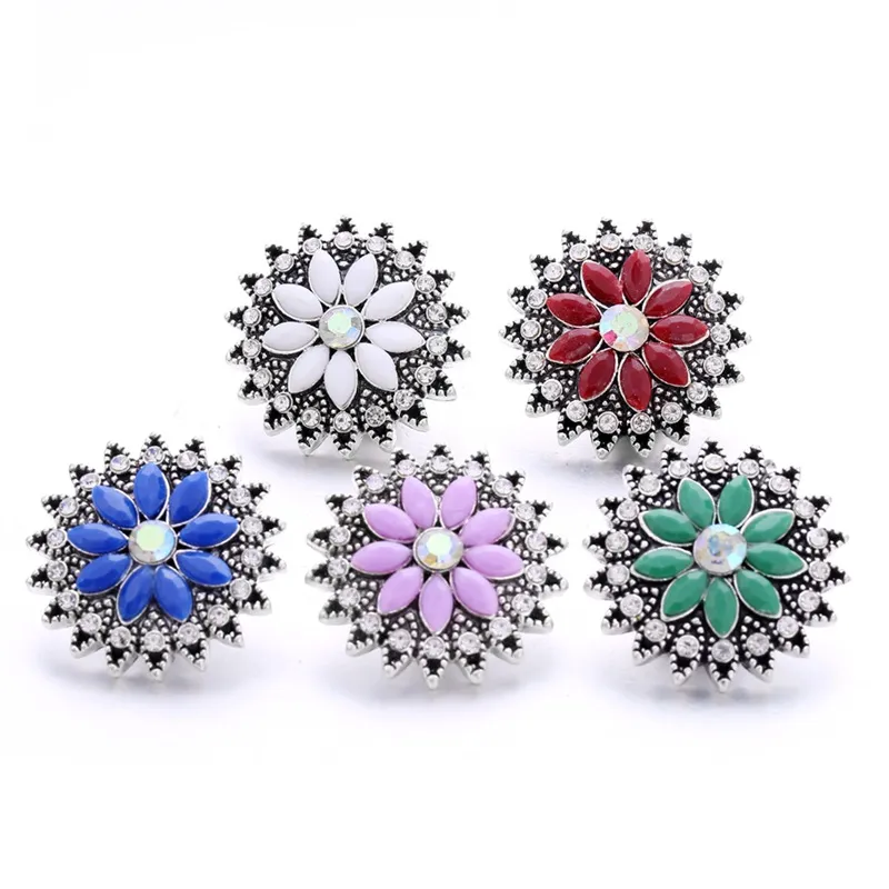 Venda Por Atacado Rhinestone 18mm Botão Snap Clasp Metal Oval Acrílico Beads Charms for Snaps Jewelry Resultados Fornecedores