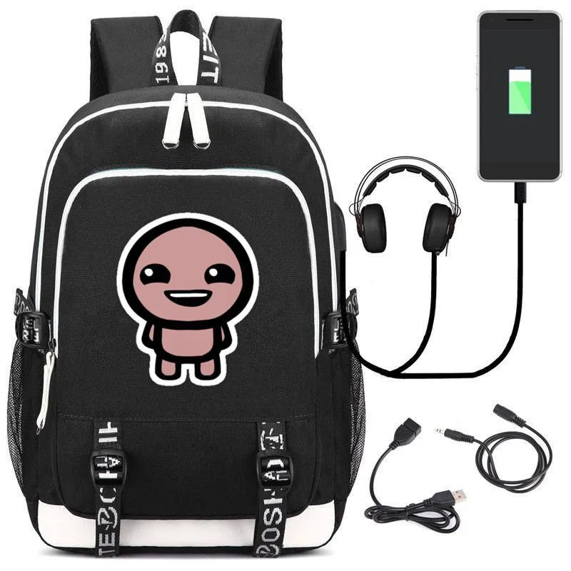 Backpack A encadernação da Isaac Student School Bags Bookbag Cosplay Laptop ombro de viagem