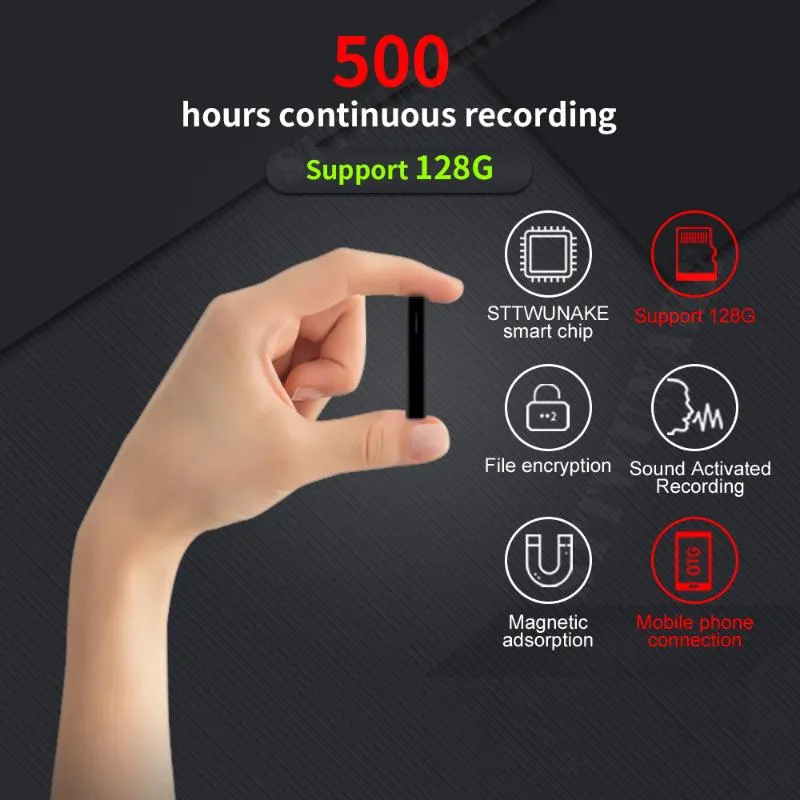 Digital Voice Recorder STTWUNAKE 500 Hours Dictaphone Audio Sound Mini Activated Professional Micro Drive Magnetic