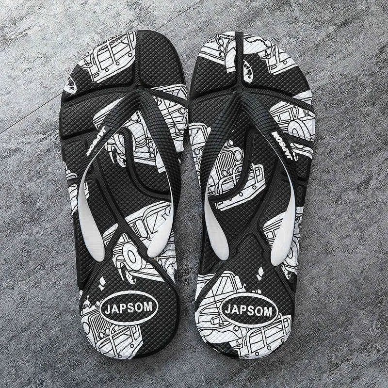 Chinelos moda homens massagem flip flops graffiti chinelos casual interior praia de praia ao ar livre homens homens confortáveis ​​respiráveis ​​chinelos não deslizantes 220308