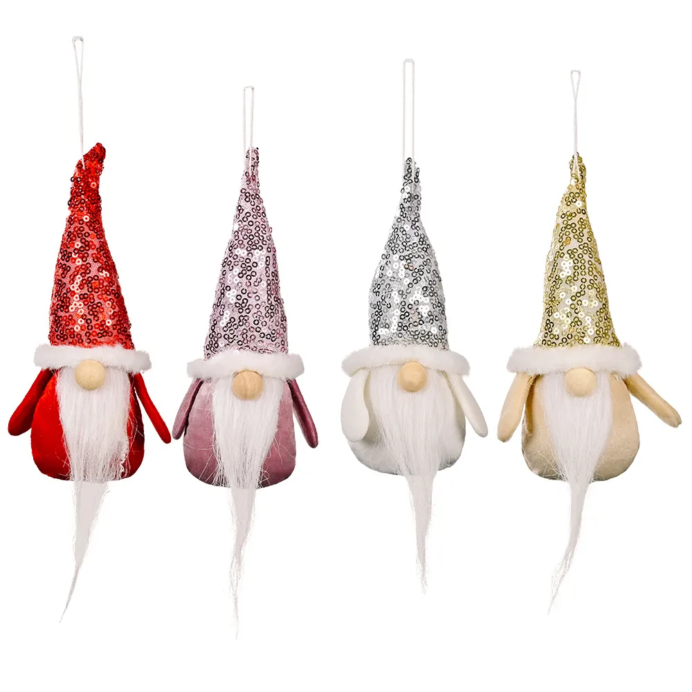 Decorações da árvore de Natal Pingente de boneca de gnomo de pelúcia com lantejoulas Pendurar ornamento Ano Novo Festa de festa xbjk2110