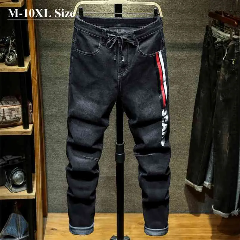 Plus Size 7XL 8XL 9XL 10XL Męskie Harem Jeans Moda Drukowane Dżnowe Spodnie Wiosna Jesień Spodnie Streetwear Mężczyzna Marka 210723