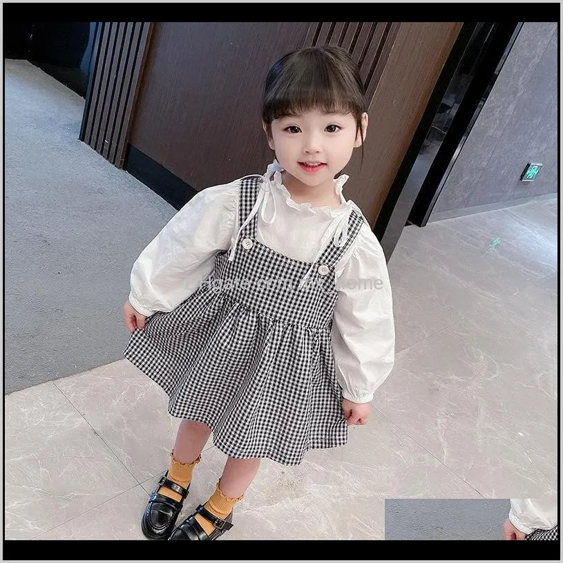 new 2021 spring children clothes baby set t-shirts chess tops sstrap suit for girls birthday sets z0om