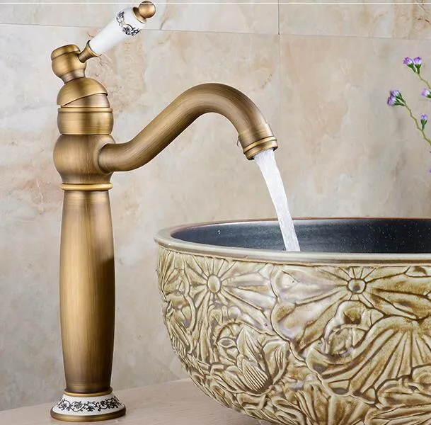 Новое поступление воды водопроводное высококачественное античное латунное бассейн кран роскошные ванная комната один рычаг дизайн кран раковины, кухонный кран миксер