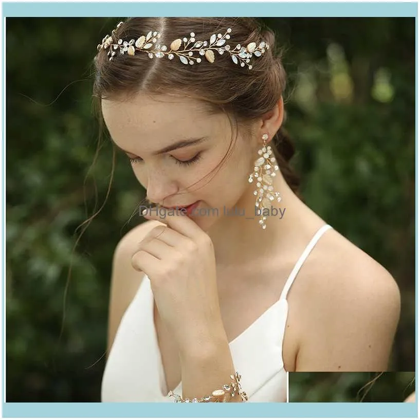 Jewelrydelicate Shell Bridal Vine Opal Crystal Wedding Headband Tiara Hand Wired Women Headpiece Hair Jewelry Drop Delivery 2021 3Joeg