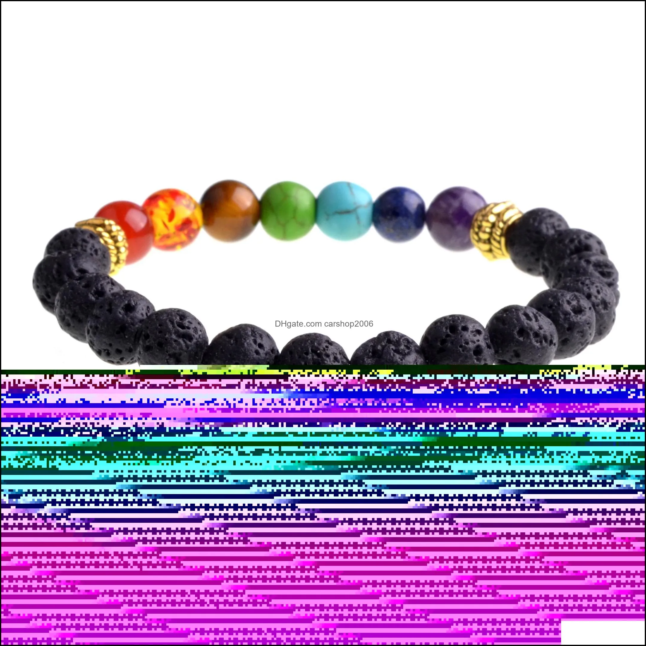 7 Gems yoga lava beads bracelet men and women 8mm aromatherapy  oil diffusion bracelet elastic natural stone yoga beads