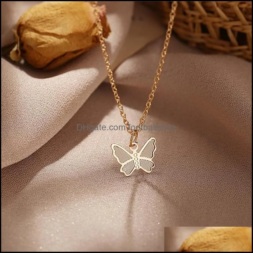 New Vintage Silver Gold Color Animal Butterfly Pendant Necklace For Women Wedding Choker Necklaces Wedding Jewelry Gifts