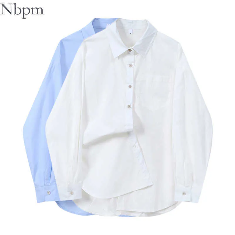 NBPM Wiosna Summer Women Fashion Solid Top Single Breasted Shirt Odzież damska Bluzki Tunika Kobieta Blusas Mujer Office 210529