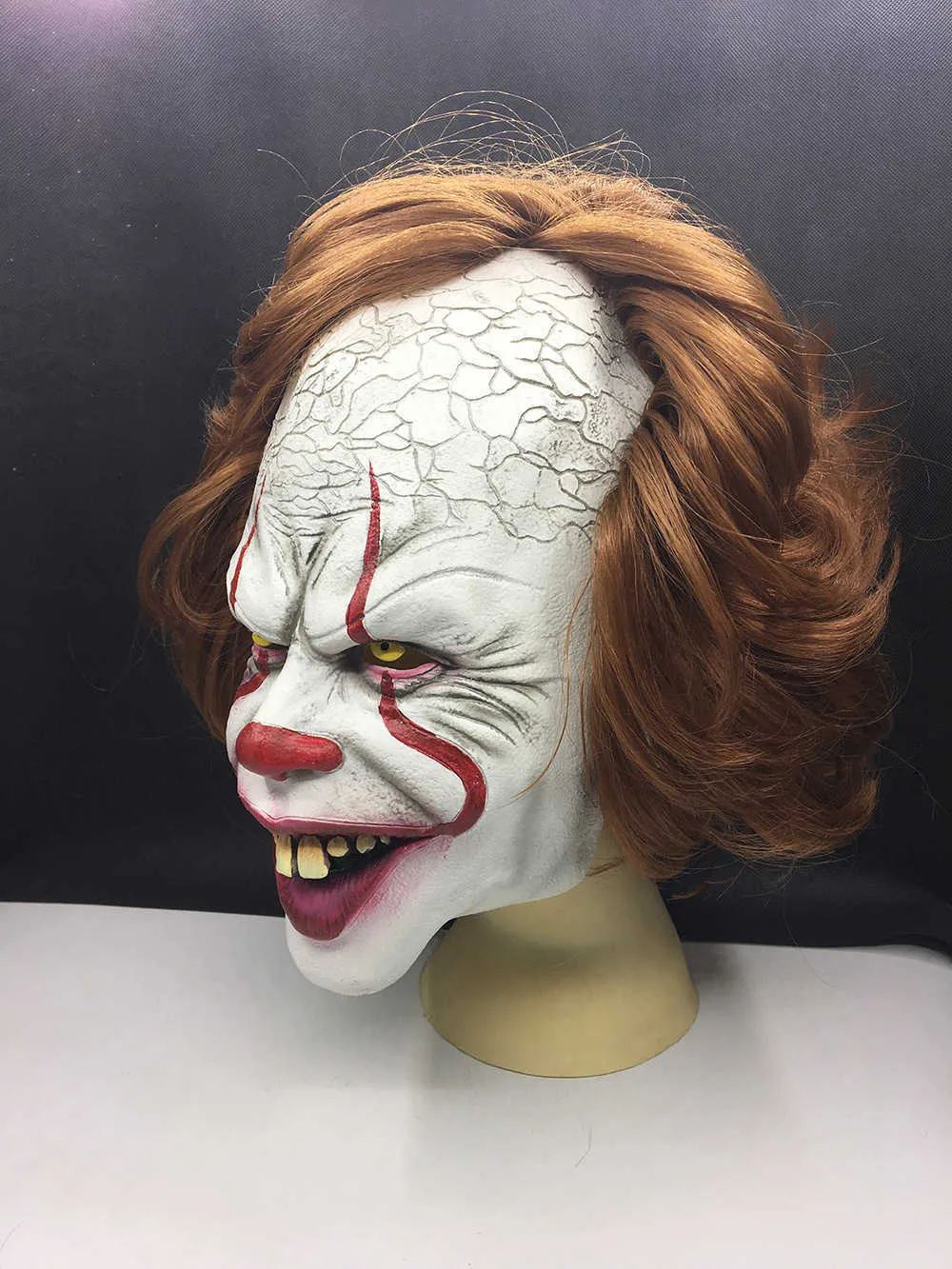 Maschera da clown di Stephen King Full Face Horror Maschera da Joker Maschere in lattice Maschera da clown Costume cosplay di Halloween Puntelli Maschere da festa