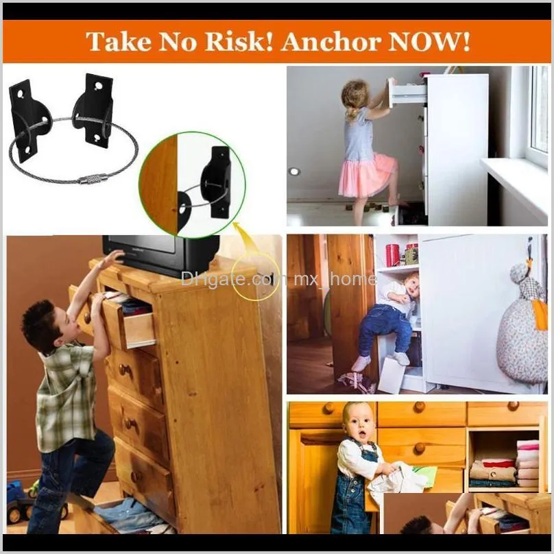 furniture anchors kit metal home baby anti-tip security lock restrictor safe strap wall mounted secure protection kit