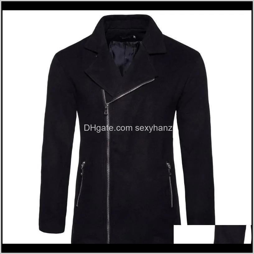 Blens de lã outerwear casacos roupas entrega entrega 2021 Outono e inverno estilo desgaste homens homens lapela casual pano de lã cor sólida