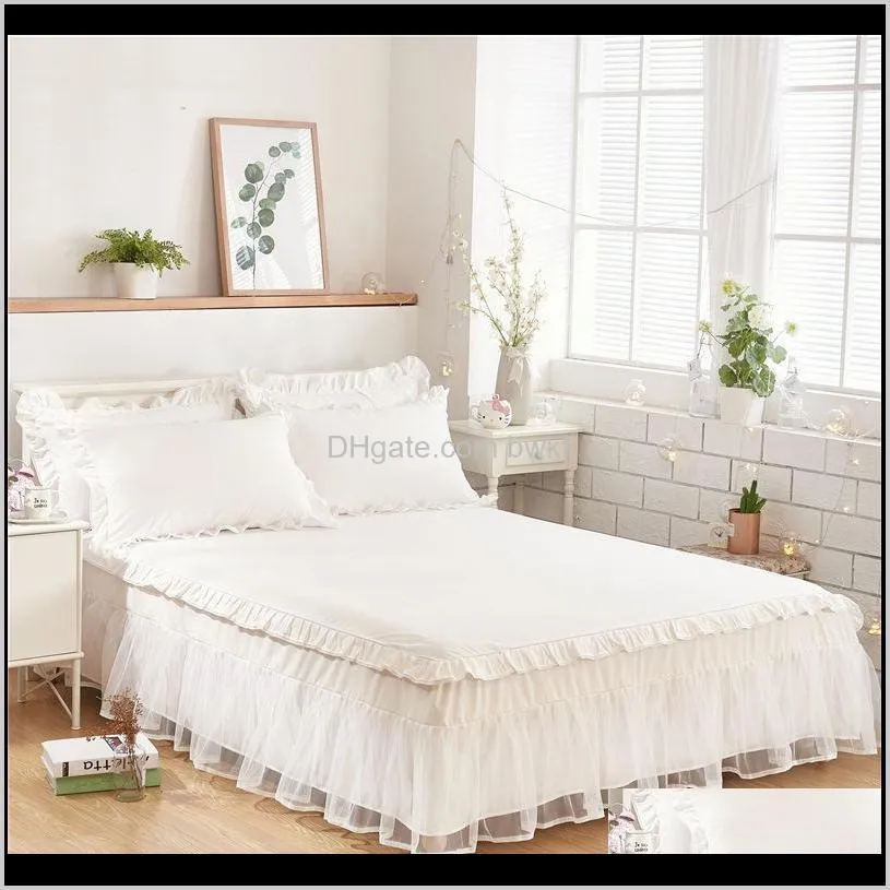 new luxury white bedding sets for kids girls queen twin king size duvet cover lace bed skirt set pillowcase wedding bedclothes 201127