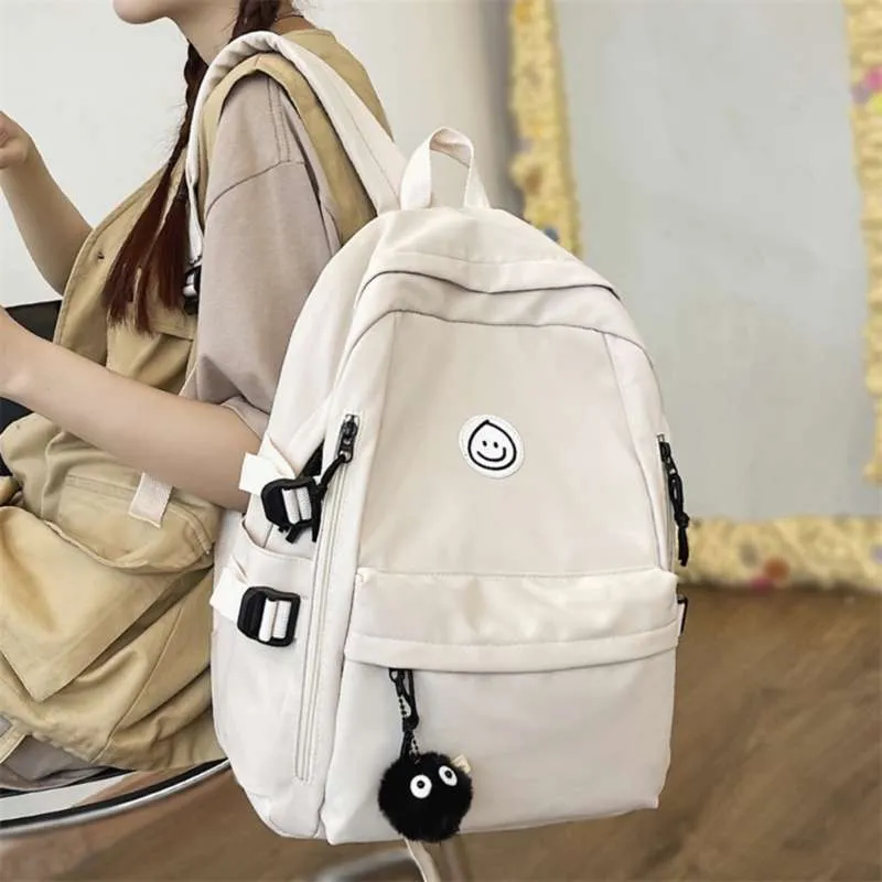 College Student Frauen Schultaschen Weiß Niedliche Weibliche Rucksack Wasserdichte Kawaii Büchertasche Damen Teenager Mädchen Rucksäcke Mode Nylon 210929