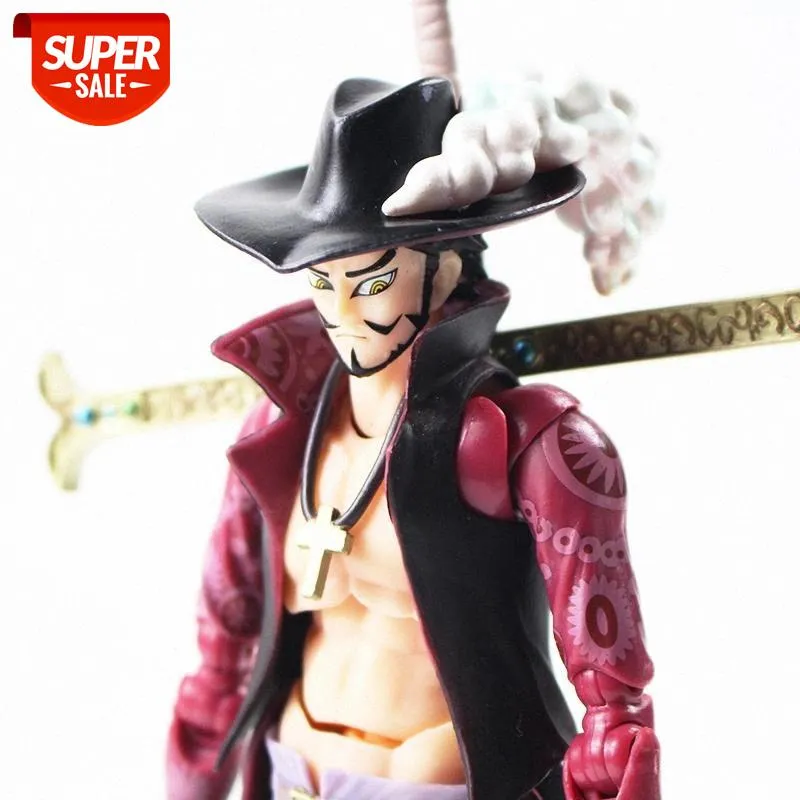 Anime uma peça mihawk figura dracule luffy shanks modelo boneca com espada  brinquedos presentes brinquedo 15cm