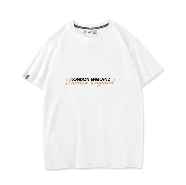 골드 파리 2021 티셔츠 고품질 스트리트 스포츠 힙합 남성과 여성 반여름 반팔