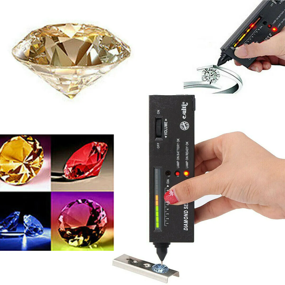 Portable High Dokładność Profesjonalny Diament Tester Gemstone Selektor LL Kit Jeweller Narzędzie LED Diament Wskaźnik Pióro