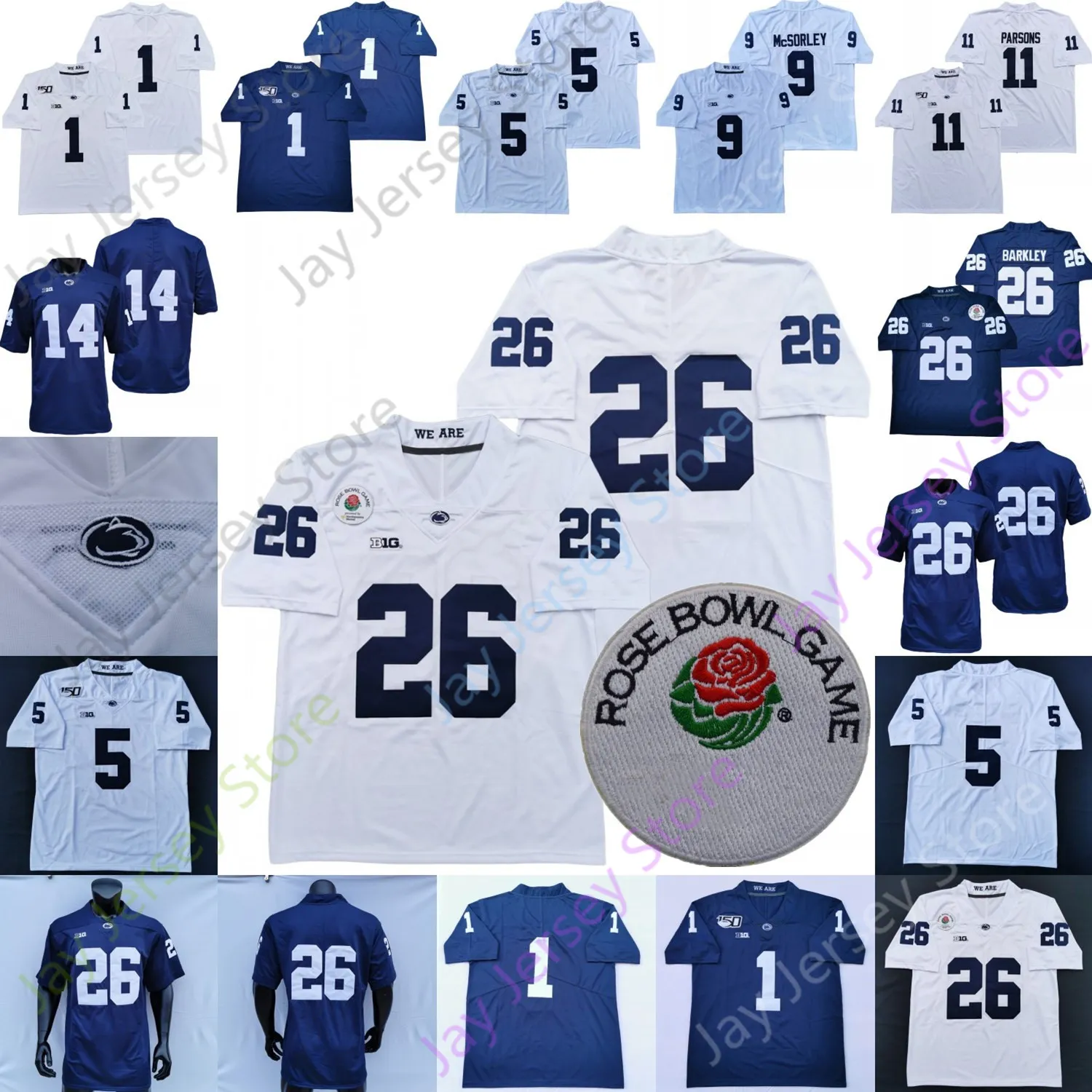 Maillots de football NCAA PSU Penn Jersey State Football College Sean Clifford Saquon Barkley Mitchell Tinsley KeAndre Lambert-Smith Strange McS