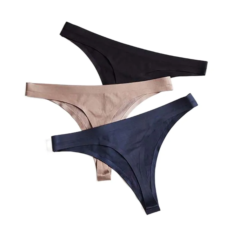 Cintura baixa calcinha sem costura g corda respirável gelo seda seda invisível biquíni calcinha briefs mulheres underwear t volta thongs mulher roupas