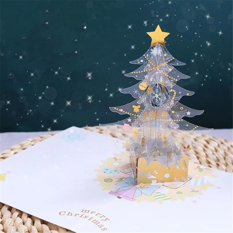 Wenskaarten kerstdecoratie pak variëteit 3D crystal tree -up card