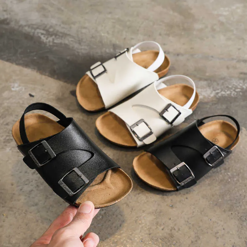 children retro sandals boys summer fashion quality shoes girls cool beach shoes baby metal microfiber leather sandals 210713