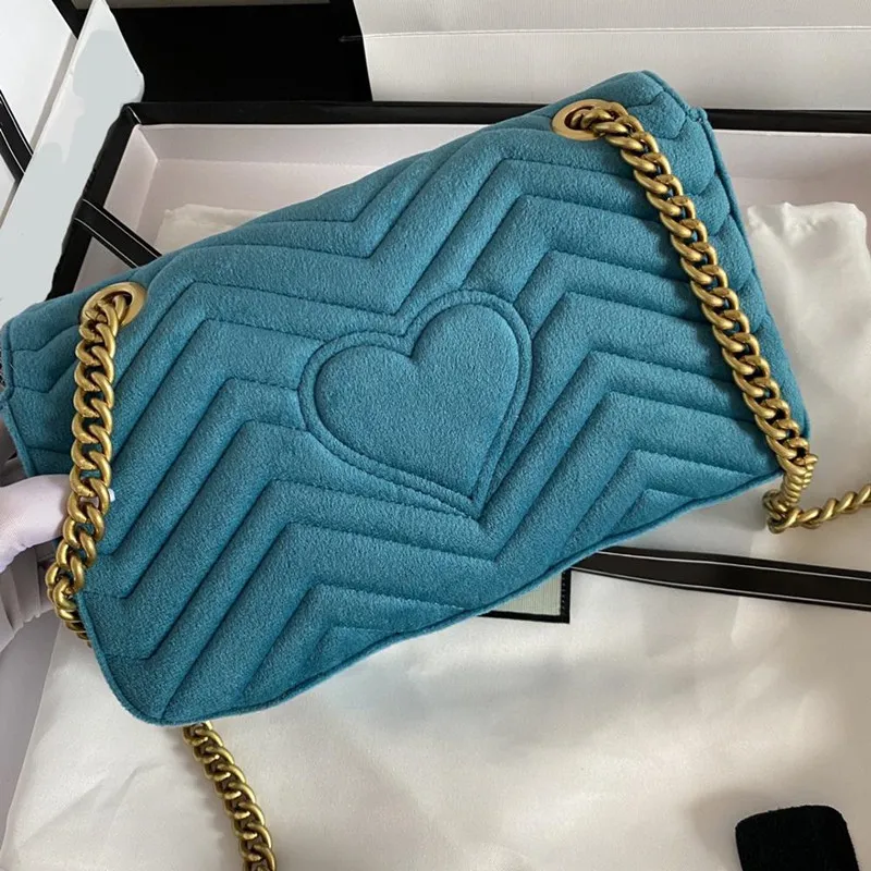 2021 Fashion Velvet väska för kvinnor Lyxig handväska Högkvalitativa kedjor Tote Bags Ladies Single Shoulder Messenger Handväskor