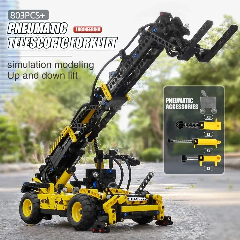 Inżynieria Forklift Truck Crane Bloków budulcowych pleśń King 19009 zaawansowany technologicznie model symulacji MOC Kids Christmas Toys Birthday Prezenty urodzinowe