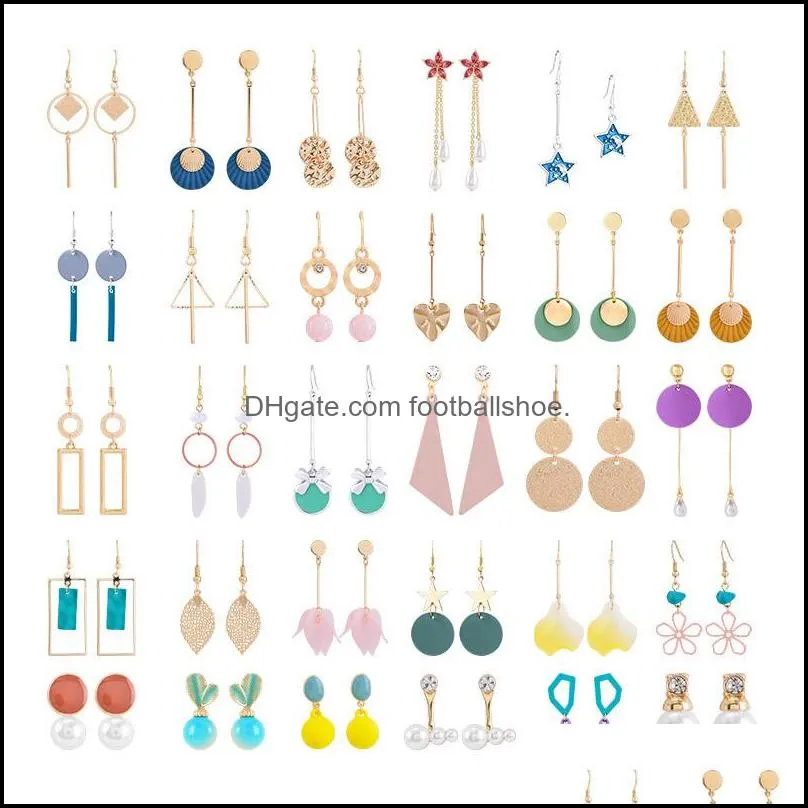 Mix Designs Geometric Long Dangle Earrings For Women Fashion Gold Plated Asymmetric Irregular Pearl Drop Earring Statement Jewelry