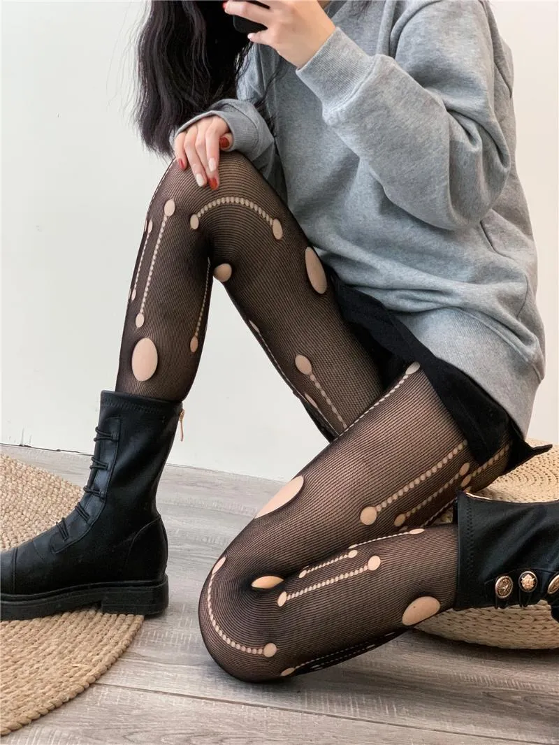 Strumpor hosierande sommarpunk tights slips sexig ihålig meteor hål mönster fisknät strumpor ins stil haruku nylon lolita