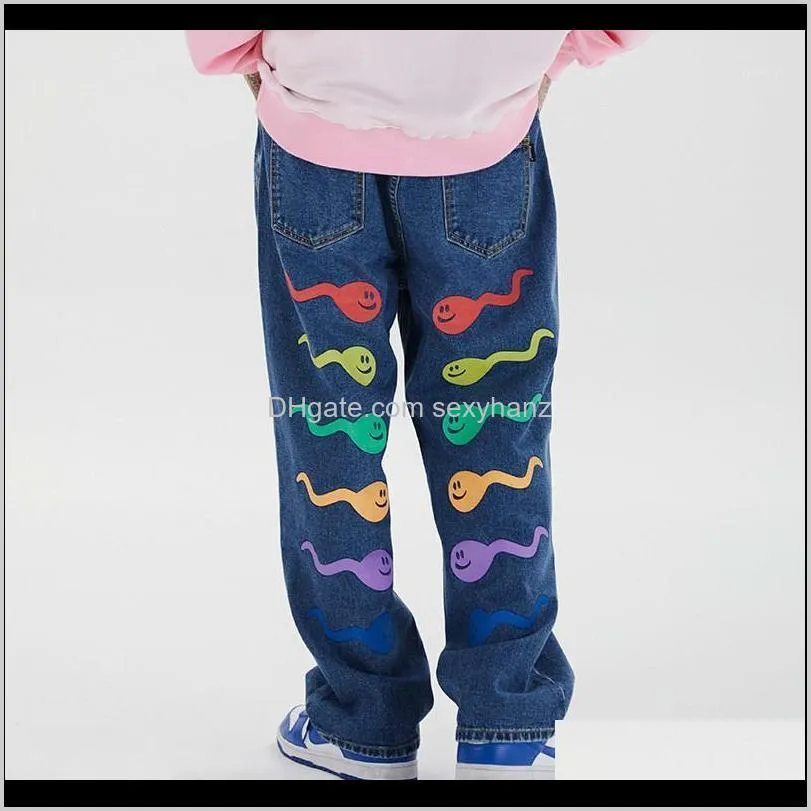 uncledonjm men`s colorful tadpole printed letter casual pants hip hop biker jeans men clothes 2020 denim jeans me-z681