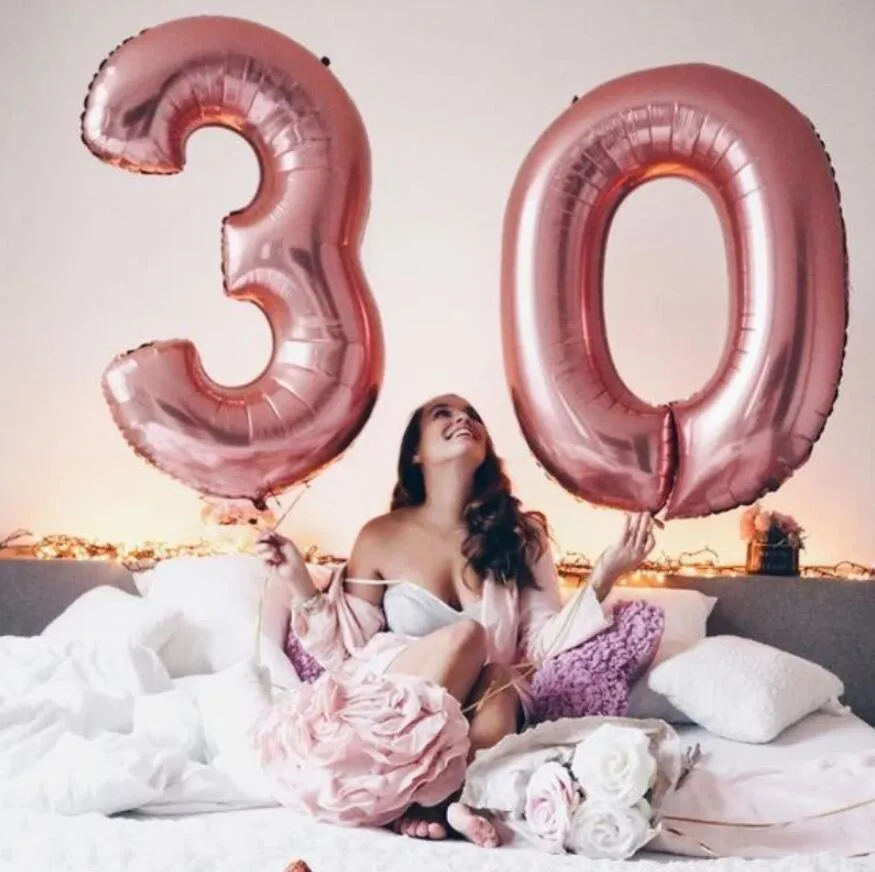 32inch grand nombre de ballons en aluminium de feuille d'aluminium rose or argent chiffre chiffre ballon enfant adulte anniversaire mariage décor