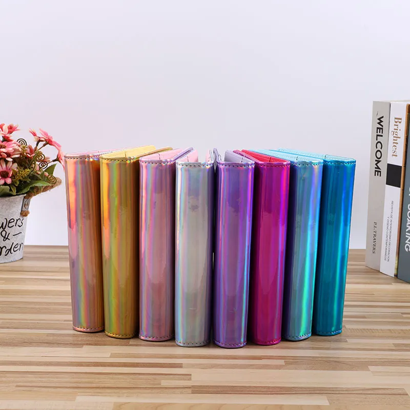 Holographic A5 A6 Pu Leather Notepads Cover Rainbow Ring Binder for Filler Paper Coverwith Magnetic Buckle Closure Laser 802 B3