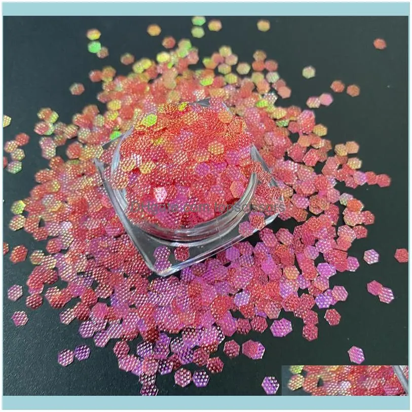 Nail Glitter PET Material Rose Rainbow Color Hexagon Shaped Chunky Embossing Sequins Confetti For DIY Nails Art Crafts Decoration