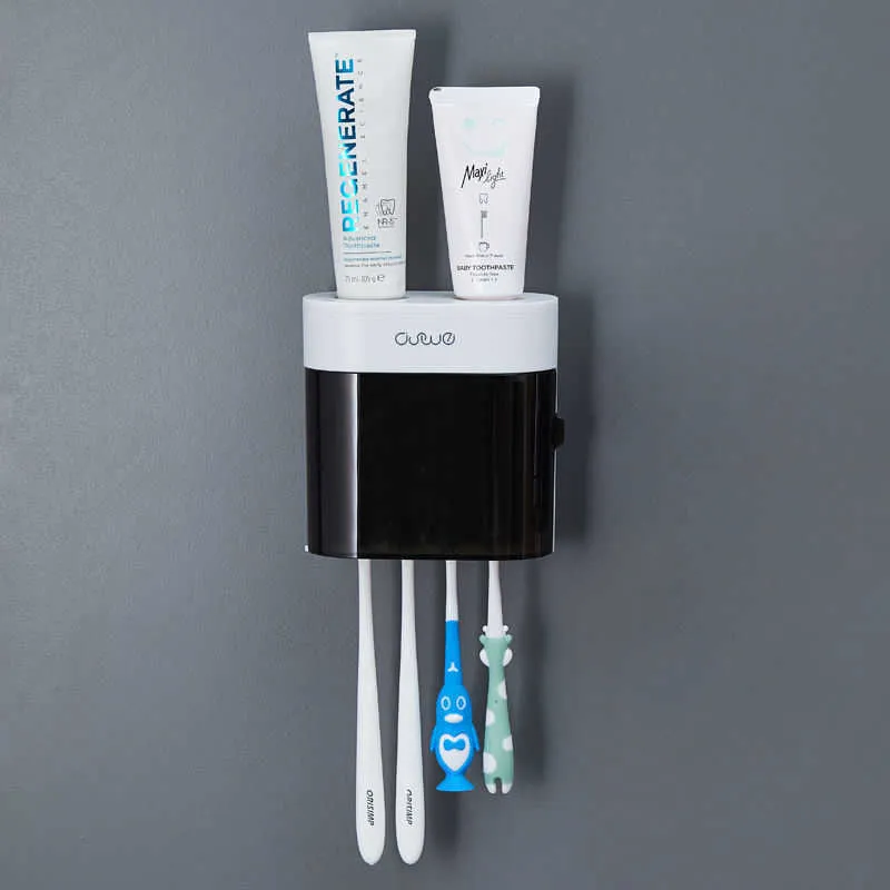 Bathroom Automatic Toothpaste Dispenser and Toothbrush Holder Wall ...