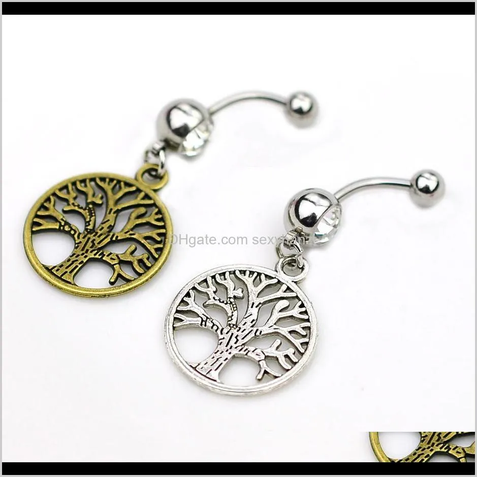 d0638-1-retail ( 2 colors ) nice life tree style belly ring clear color as imaged piercing body jewlery navel belly ring body jewelry