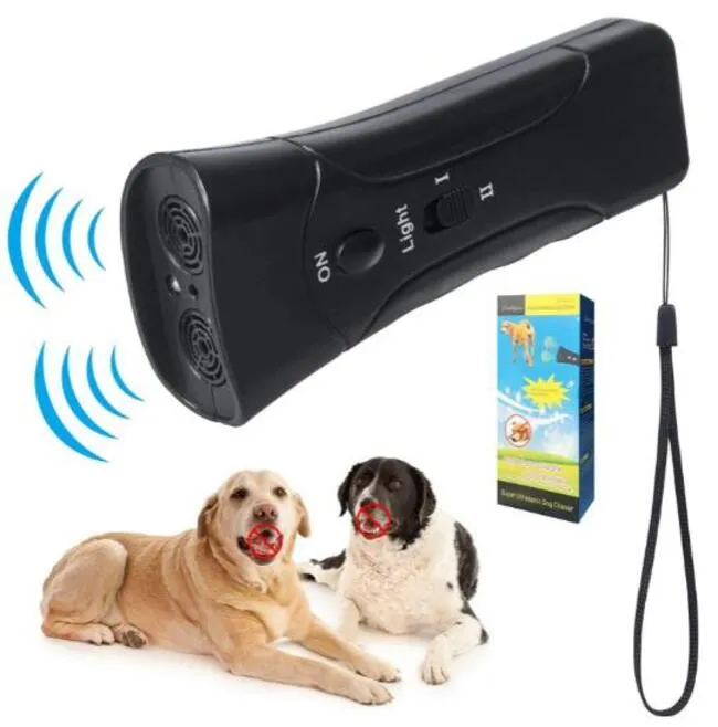 3 I 1 Ultraljudsledande husdjurshund Repeller Stop Bark Training Trainer Device Anti Barking Lampe Bekväm belysning