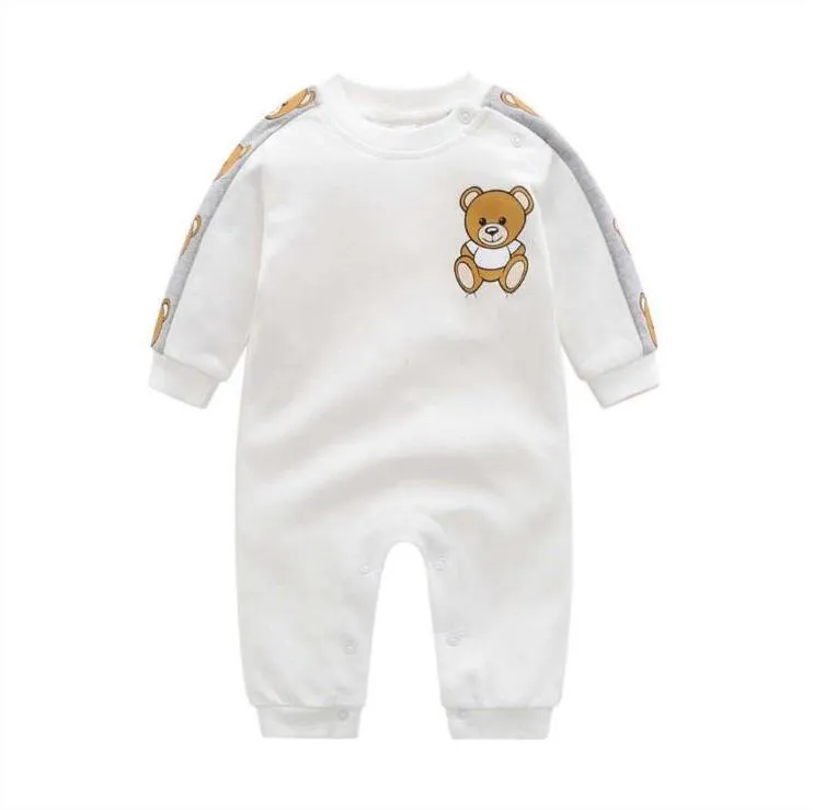 Meninos meninos meninas cartoon urso macacão letras impresso toddler manga longa jumpsuits primavera outono infantil onesies crianças algodão malha malmeado romper