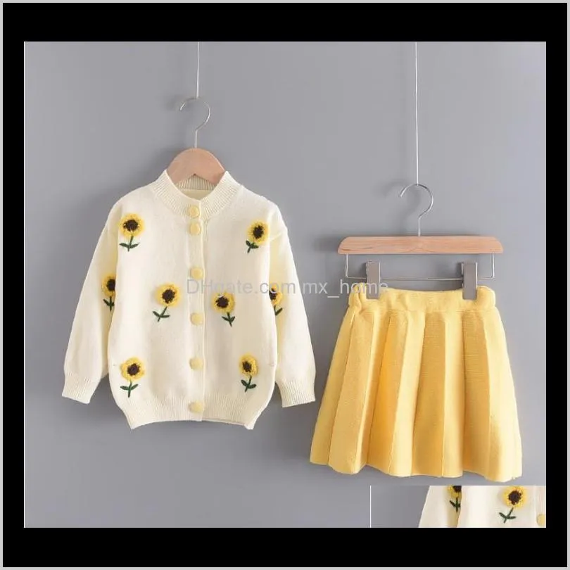 2021 new autumn winter girls clothing sets cute girl knitted sweaters+skirts 2pcs set kids suit children outfits