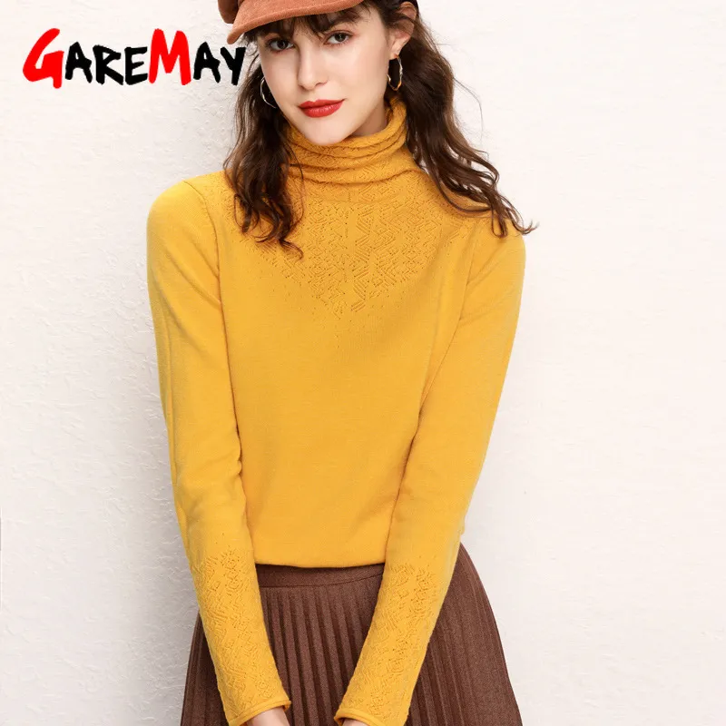 Women's Sweaters Wool Cashmere Turtleneck Knitted Jumper Solid Color Purple Sweater Autumn Winter Pullover Women 210428