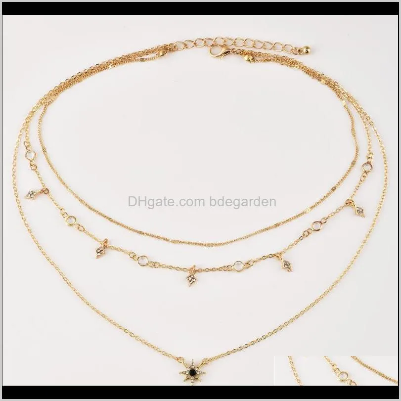 Boho Women Choker Layered Necklace Gold Silver Chain Star Choker Necklace Collana Mujer Gargantilha Femme Gift