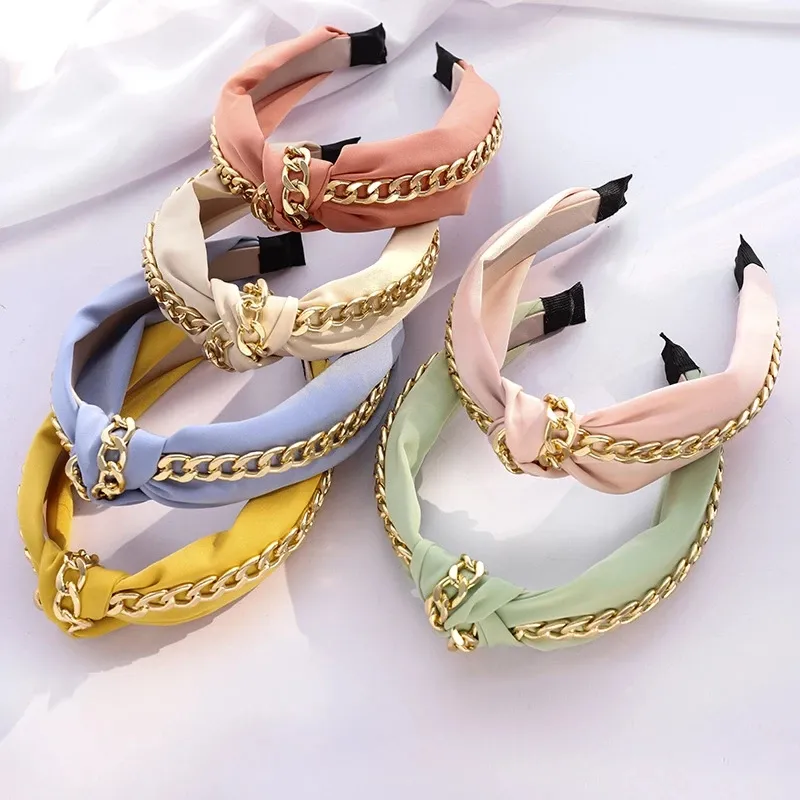 2021 Chain Cadeia Vintage Hairbands Mulheres Headband Meninas Acessórios de Cabelo Diadema Mujer Opaski do Bandeau Femme Haarband