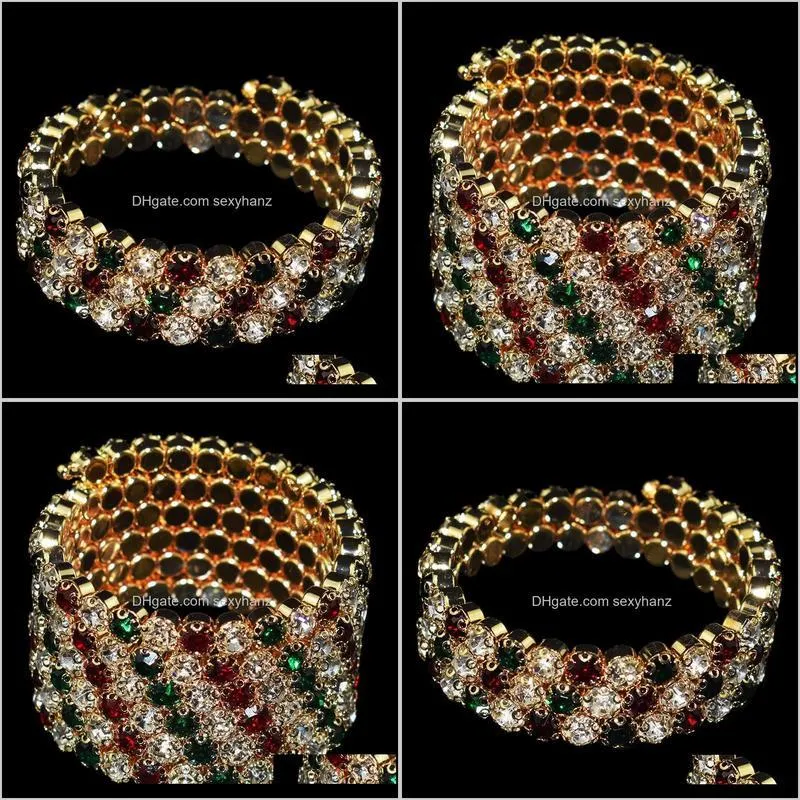 exaggerated crystal red white green bracelets women rhinestone bracelet wedding bracelet pulseras mujer wedding jewelry gifts