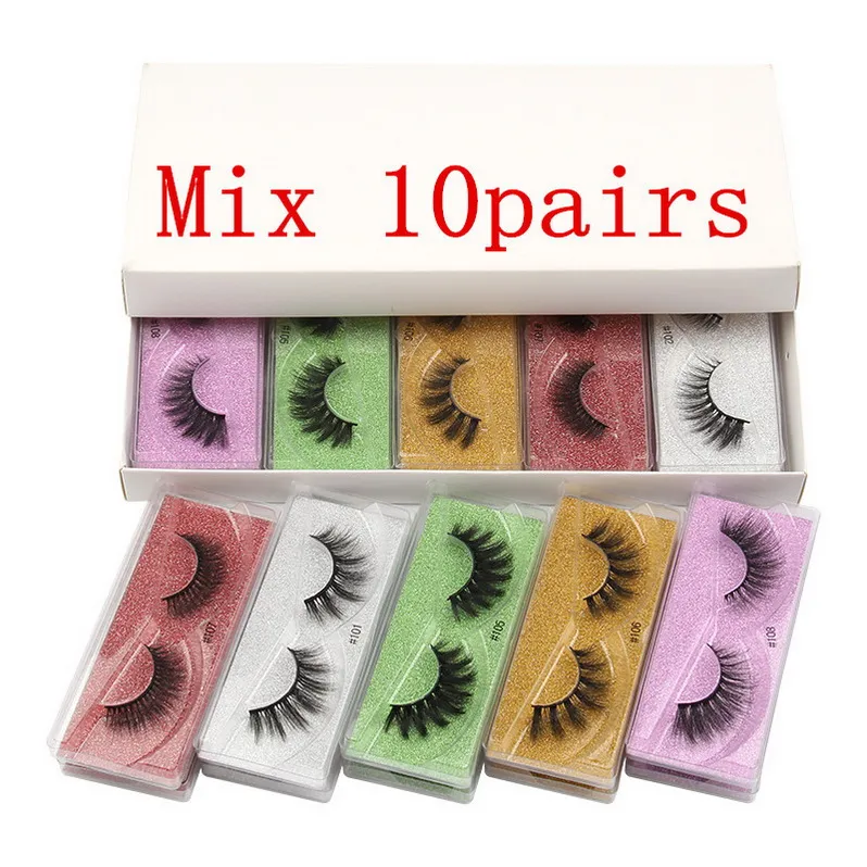 3D Mink Wimper Groothandel Wimpers Valse Wimpers In Bulk Case Met Multicolor Basiskaart Coloris Make-Up Wimper Verpakking