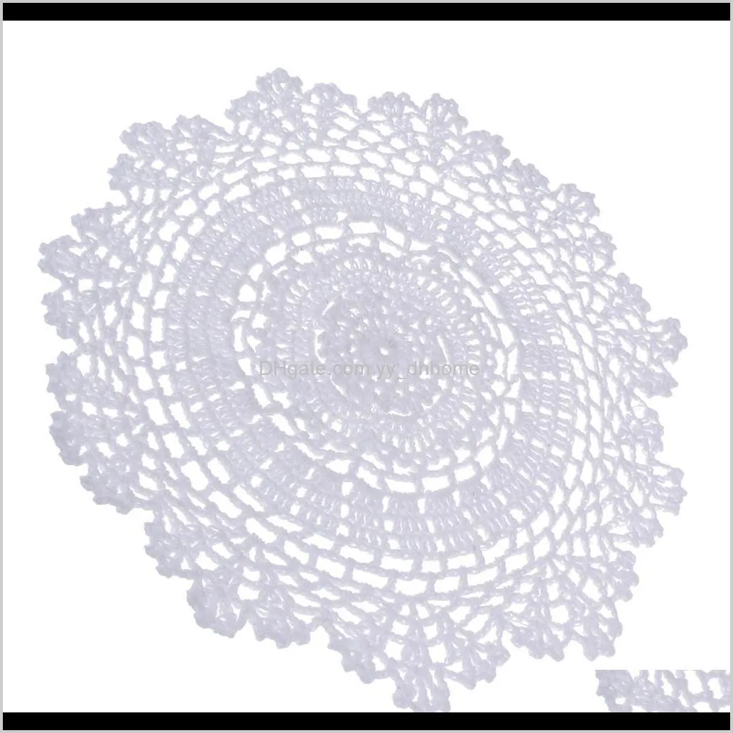 1 piece white handmade crochet cotton lace table mat coaster placemats doilies for home kitchen table decoration 20cm 30cm