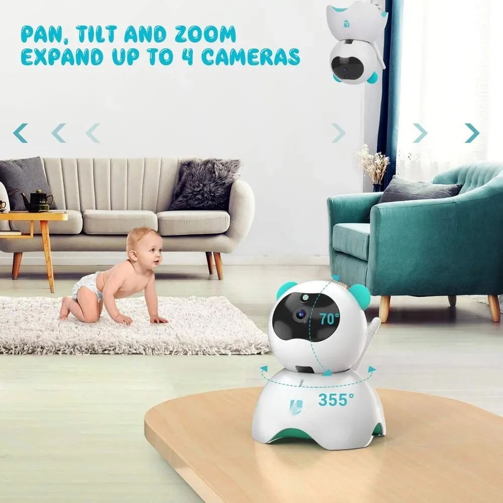 Video-Babyphone, 5-Zoll-LCD-Display, 720P HD-Überwachungskamera mit 110° Weitwinkel-Zwei-Wege-Audio-Nachtsicht