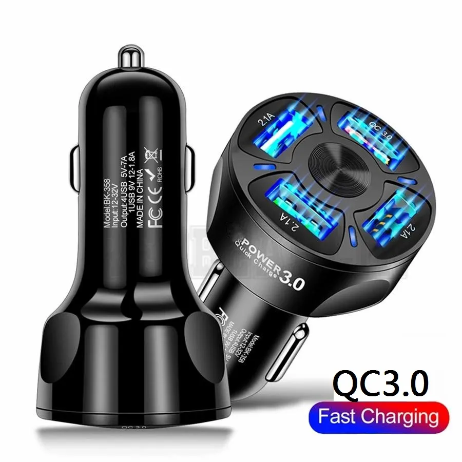 Универсальные Быстрые Зарядные Устройства Для Сотовых Телефонов QC3.0, 35  Вт, 4 USB Порта, Автомобильное Зарядное Устройство Для Iphone 14 15 7 8  Plus X XR 11 12 13 Pro Max Samsung Gps F1 С Коробкой От Factory3cvip, 125  руб. | DHgate