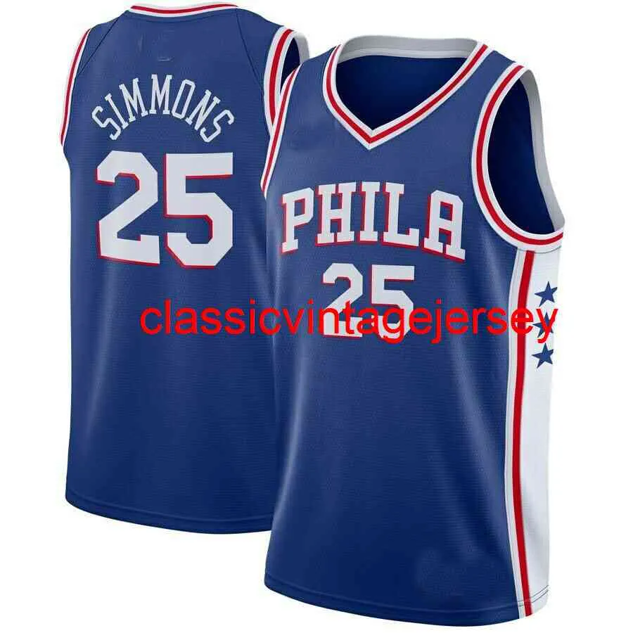 Nouveau 2021 Ben Simmons Swingman Jersey bleu cousu hommes femmes jeunes maillots de basket-ball taille XS-6XL