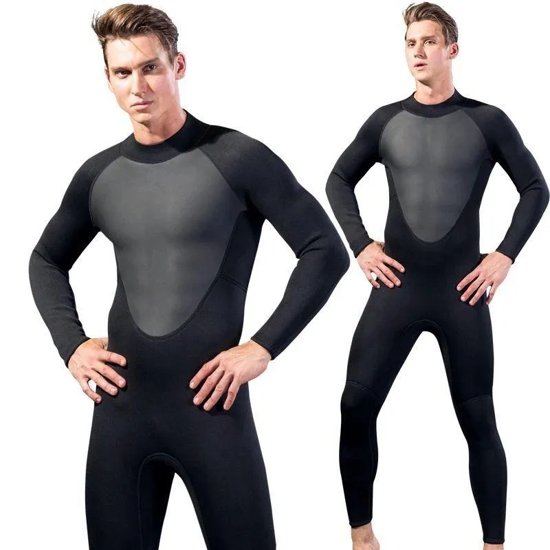 Nadar com roupas de mergulho de letra de 3 mm de traje de surf masculino nadando de inverno, proteção fria, mantenha um maiô quente de mergulho profissional de neoprene